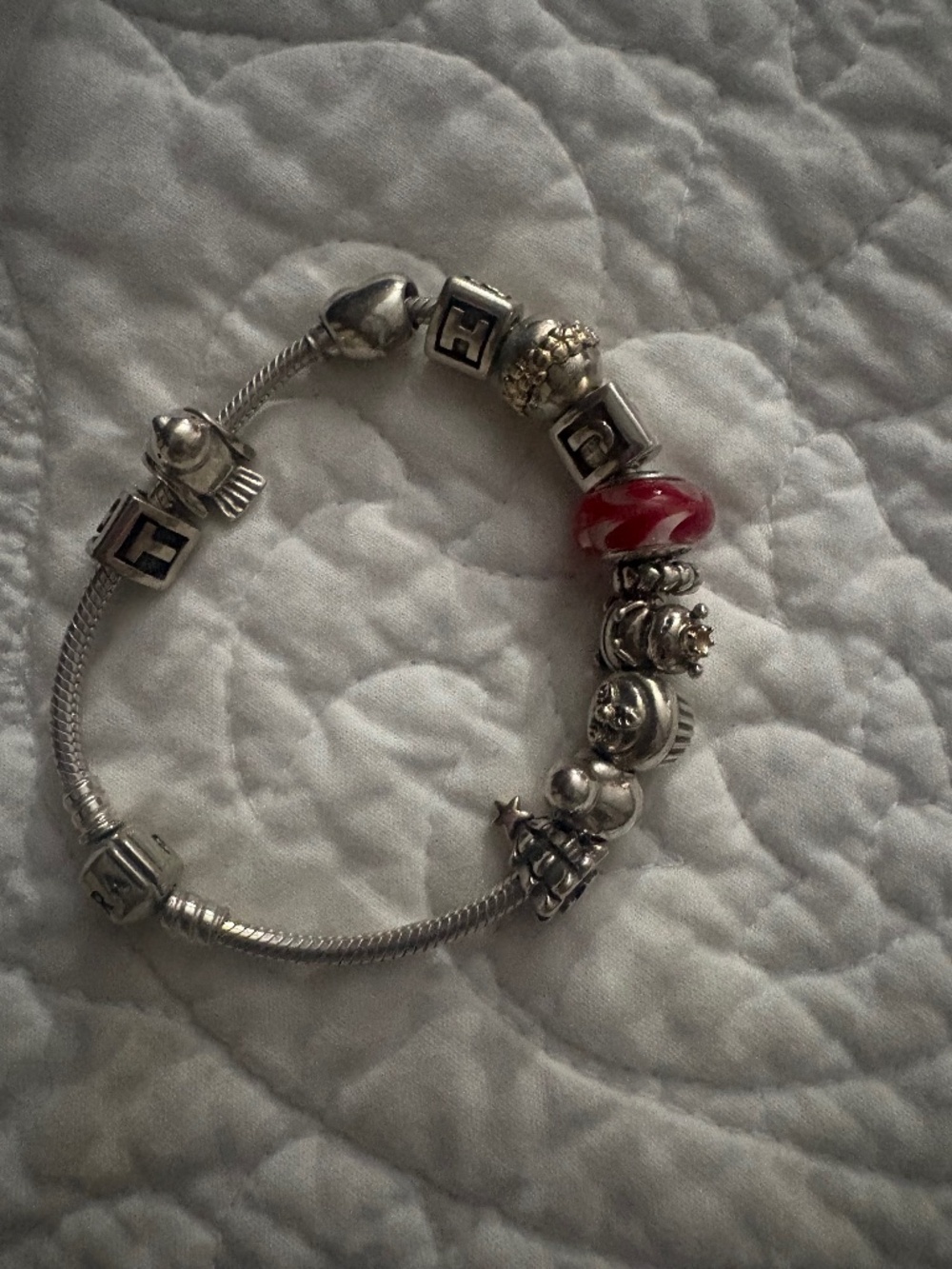 Pandora bracelet with charms